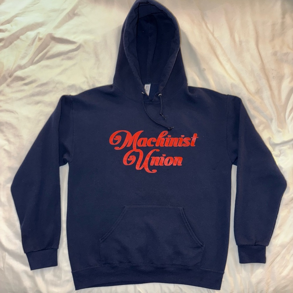 Machinist Union Hoodie Jerzees Nublend Navy Graphic Pullover Sweatshirt